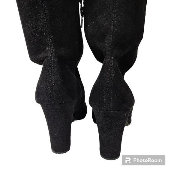 Charlotte Russe Thigh High Over the Knee Black Suede Boots Women's Size 7 - Picture 10 of 16